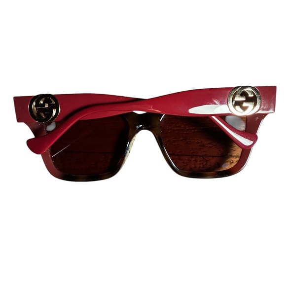 Gucci Sunglasses Havana/Burgundy Square Frame - Picture 4 of 5